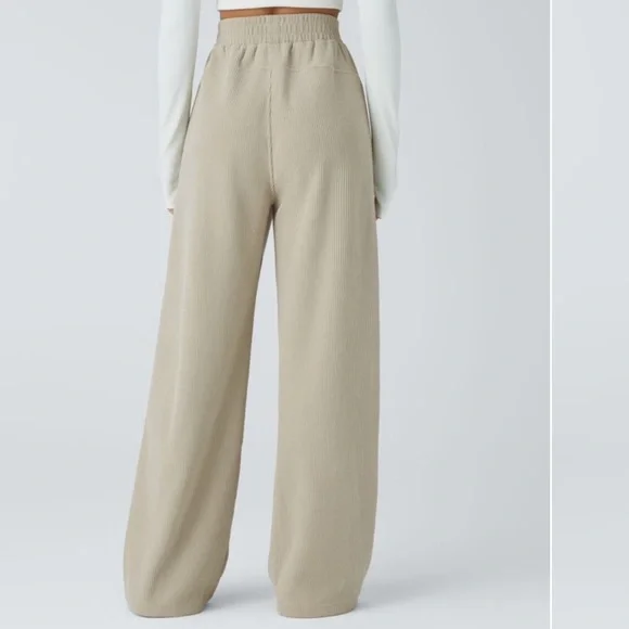 Halara High Waisted Side Pocket Straight Leg Mop Corduroy Casual Pants - Picture 2 of 8